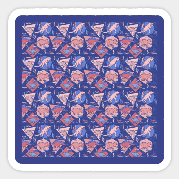 Nineties Dinosaurs Pattern Serenity Rose Quartz Version Sticker by chobopop